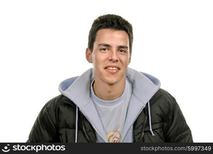 casual young man portrait in white background