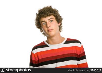 casual young man portrait, isolated on white
