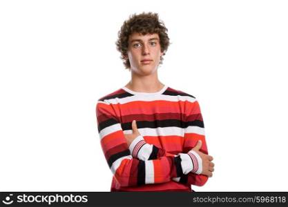 casual young man portrait, isolated on white