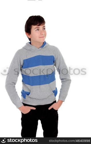 Casual young teenager isolated on a white background