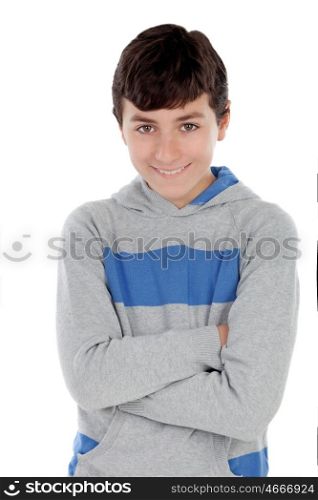 Casual young teenager isolated on a white background