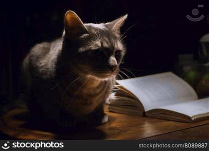cat animal pet home night book
