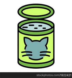 Cat food tin can icon. Outline cat food tin can vector icon color flat isolated on white. Cat food tin can icon color outline vector