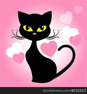 Cat Hearts Showing Valentine Day And Passion
