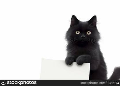 Cat holding blank paper. Cat paw paper. Generate Ai. Cat holding blank paper. Generate Ai