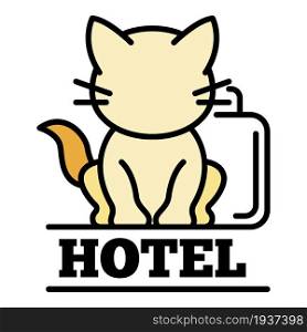 Cat hotel logo. Outline cat hotel vector logo color flat isolated. Cat hotel logo, outline style