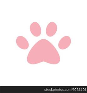 Cat or dog pink paw icon isolated on white background. Premium quality vector design element.