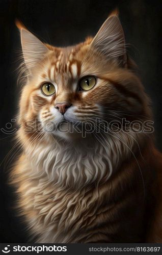 Cat portrait on dark background, AI Generative