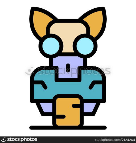 Cat robot icon. Outline cat robot vector icon color flat isolated. Cat robot icon color outline vector