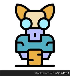 Cat robot icon. Outline cat robot vector icon color flat isolated. Cat robot icon color outline vector
