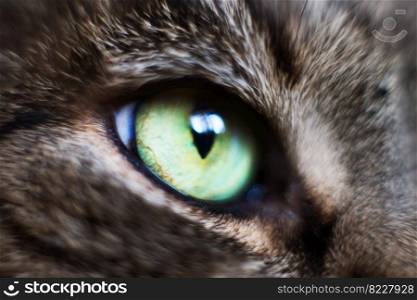 cat’s eye close up. gray cat’s head