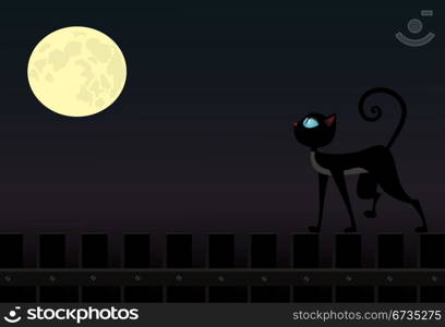 Cat walking on the fence vector based card template 6?x4?