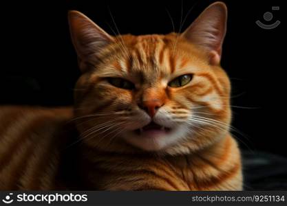 Cat with yuck grimace. Kitten face with negative reaction. Generated AI. Cat with yuck grimace. Kitten face with negative reaction. Generated AI.