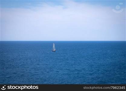 Catamaran sailing on the sea in Dalmatia, Croatia