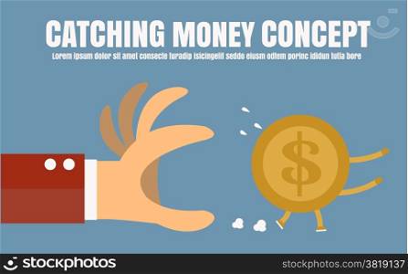 Catching money,Vector cartoon concept abstract business