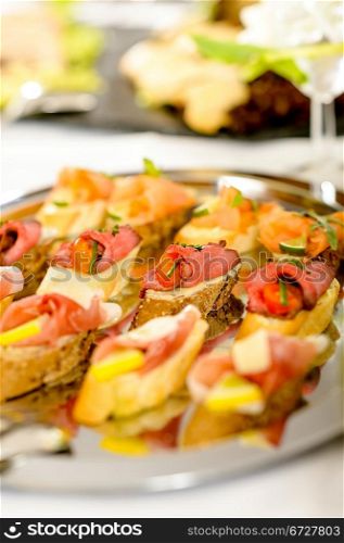 Catering buffet table with appetizers for special business events
