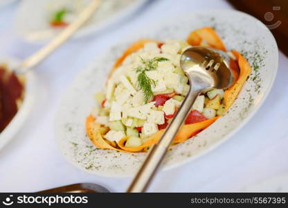 Catering food in dish at a wedding party