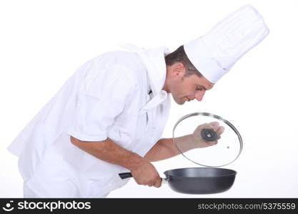 Catering professional on white background