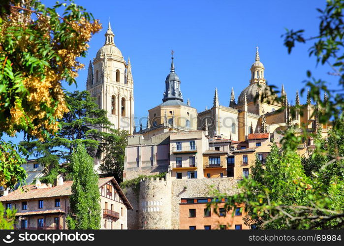 Cathedral and old town of Segovia, Spain