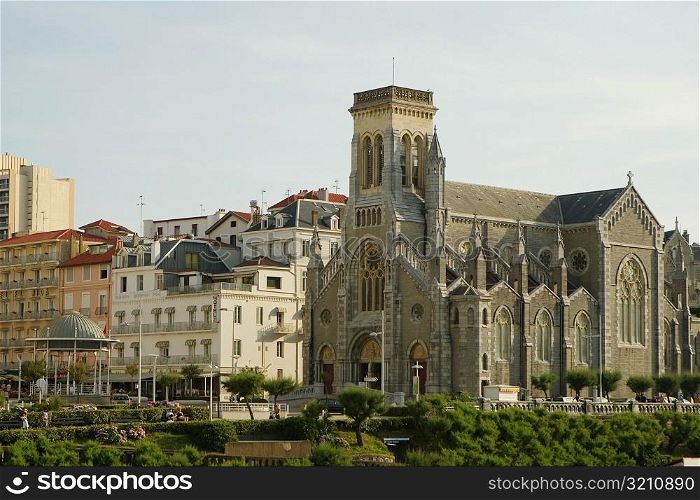 Cathedral in a city, Eglise Sainte Eugenie, Biarritz, France