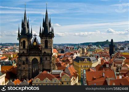 Cathedral in Prague. aerial view of the cathedral in Prague