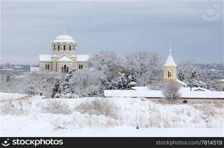 Cathedral in winter, St. Vladimir&rsquo;s Cathedral, Chersonese, Sevastopol, Ukraine