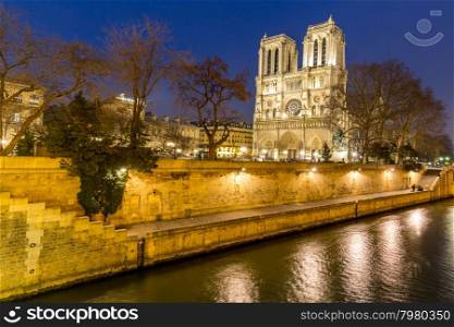 Cathedral Notre Dame Reims Champagne at dusk, Paris France