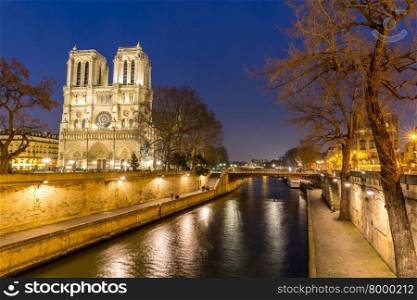 Cathedral Notre Dame Reims Champagne at dusk, Paris France