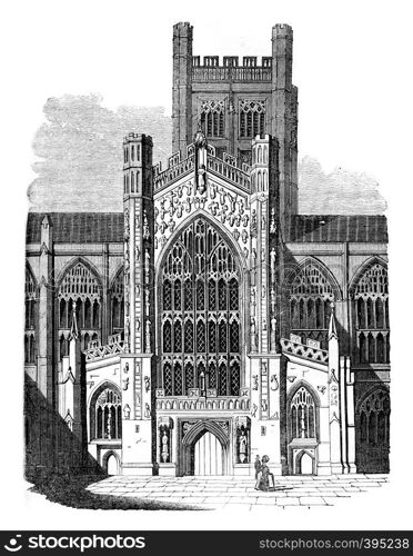 Cathedral of Bath, vintage engraved illustration. Colorful History of England, 1837.