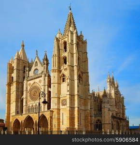 Cathedral of Leon facade in Castilla at Spain