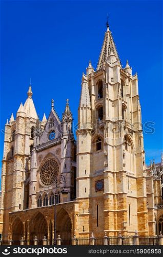Cathedral of Leon facade in Castilla at Spain