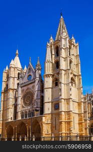 Cathedral of Leon facade in Castilla at Spain