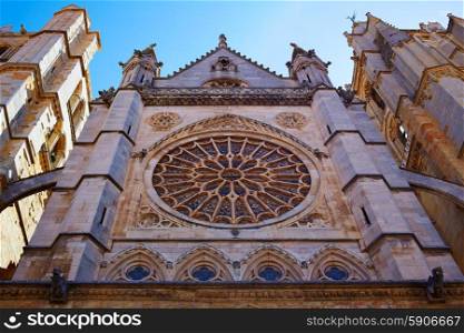Cathedral of Leon gothic Rosette in Castilla at Spain