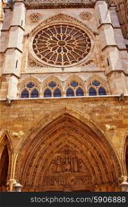 Cathedral of Leon gothic Rosette in Castilla at Spain