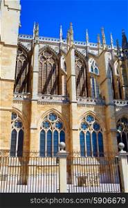 Cathedral of Leon right side facade in Castilla at Spain