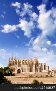 Cathedral of Majorca La seu from Palma de Mallorca in Balearic Island Spain