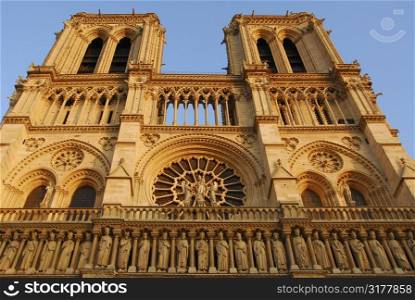 Cathedral of Notre Dame de Paris in evening sun