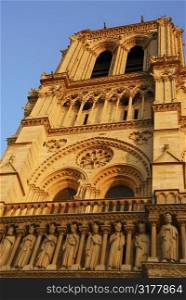 Cathedral of Notre Dame de Paris in evening sun, fragment