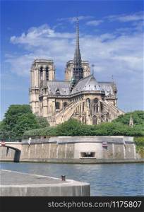 cathedral of Notre Dame of Paris on the Seine - France