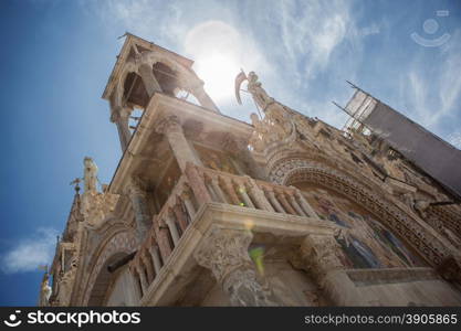 Cathedral of San Marco in Venice, Italy. Close up photo of roof against sun