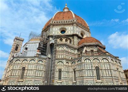 Cathedral of Santa Maria del Fiore (Duomo di Firenze) and Giotto's campanile (bell tower). Florence the capital city of Tuscany region, Italy. UNESCO World Heritage Site.