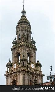 Cathedral of Santiago de Compostela (bell tower top view), Spain.. Cathedral of Santiago de Compostela, Spain.