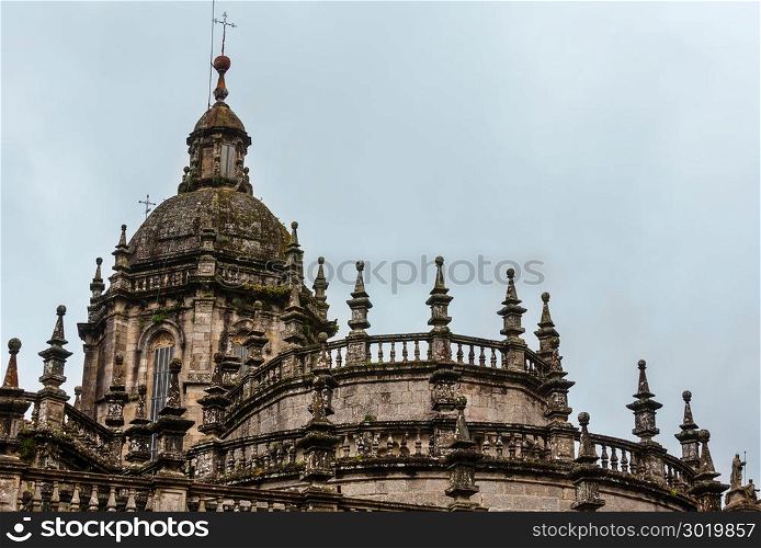 Cathedral of Santiago de Compostela top view, Spain.