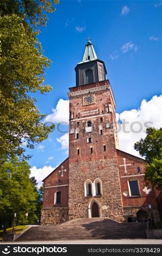 Cathedral of Turku. exterior of the medieval cathedral of Turku