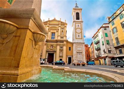 Cathedral Sainte-Reparate and Place Rossetti square in Nice view, Cote d Azur, France