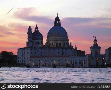 Cathedral Santa Maria della Salute in Venice during sunset