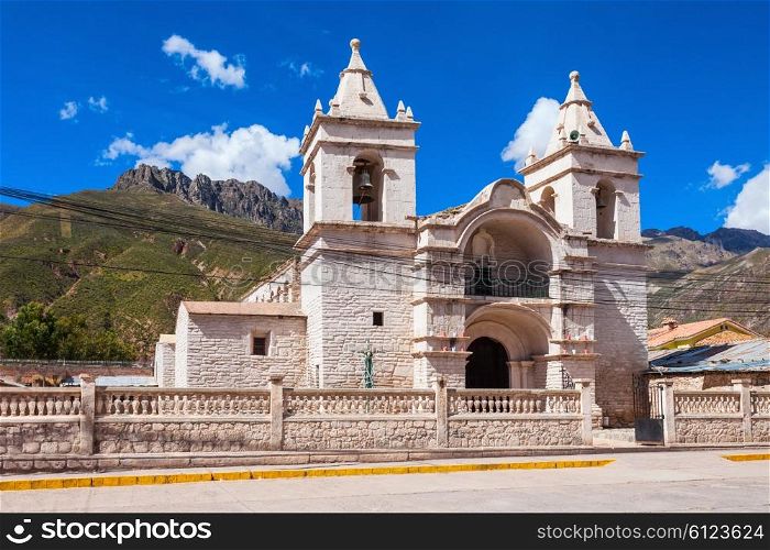 Catholic cathedral in Chivay city, southern Peru