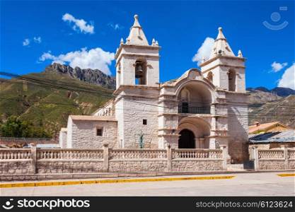 Catholic cathedral in Chivay city, southern Peru