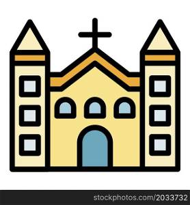 Catholic church icon. Outline catholic church vector icon color flat isolated. Catholic church icon color outline vector