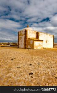 Catholic Church in the Portuguese Fortress Sagres on the Deserted Beach of the Atlantic Ocean